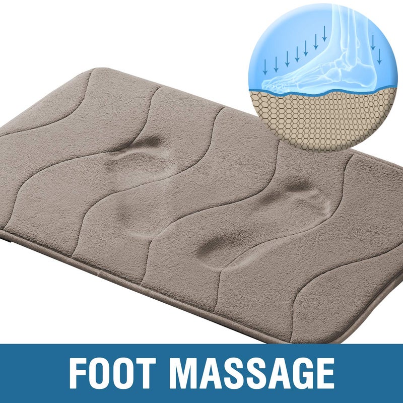 Flamingo P Bathroom Mat Memory Foam Bath Rug Non Slip Shower Mats,24x17,Taupe - Image 2